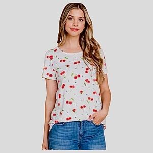 BOMBOM White Cherry Print Top